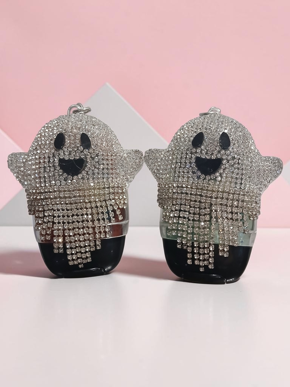 Silver Crystal Ghost Keychain Pocketbac Holder